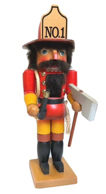 Original Ulbricht Wooden German Nutcracker Firefighter 14" Tall Vintage Original Ulbricht Wooden German Nutcracker Firefighter 14" Tall Vintage
