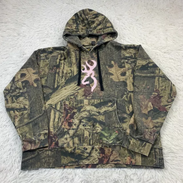 Browning Sweater Womens 2XL XXL Camo Mossy Oak Hoodie All Over Print Hunting