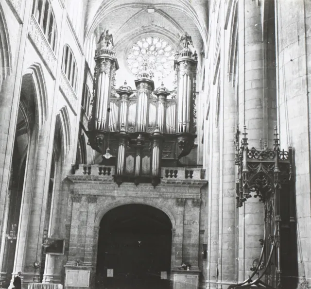 FRANCE Intérieur d’une église c1930 Photo Stereo Vintage Plaque V35L27n14