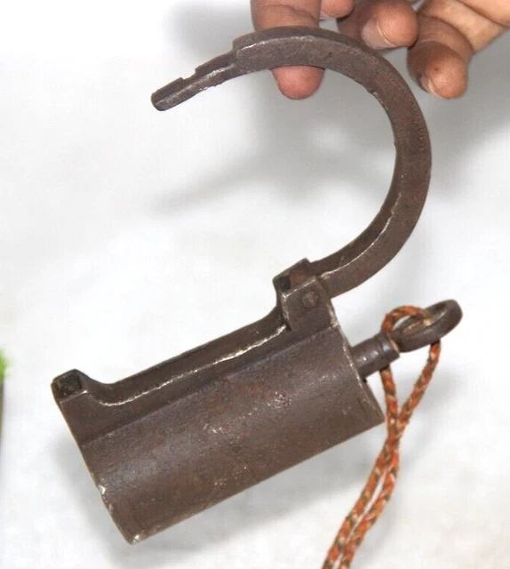 1870 Vintage Iron Screw System Handcrafted Brass Fitted Pad Lock Old Original