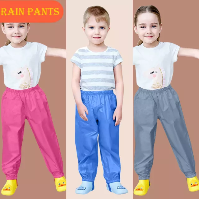 Toddler Kids Boys Girls Rain Pants Windproof Waterproof Mud Rain Trousers
