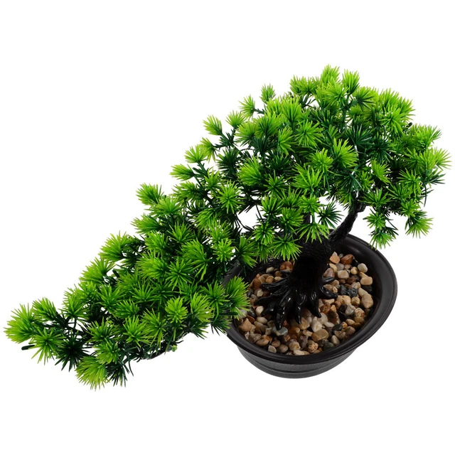 Pino bonsai artificiale MILAN, con radici, in vaso, verde, 45cm