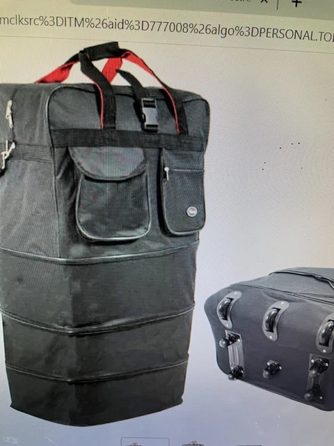 36" - 8 Wheels Black Rolling Expandable Duffle Bag Spinner Suitcase Luggage