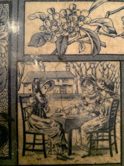 Antique Kate Greenaway Hand Painted Tile c. 1880 T & R Boote England 4