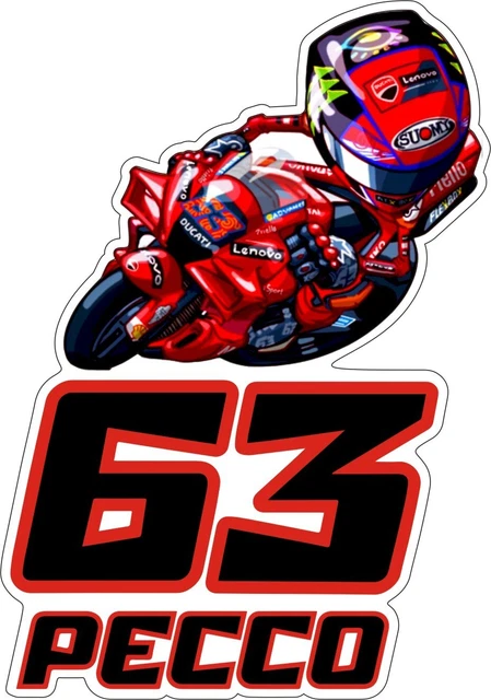 Pecco Bagnaia 63 grande caricature moto adesivo stickers MOTOGP adesivi DUCATI