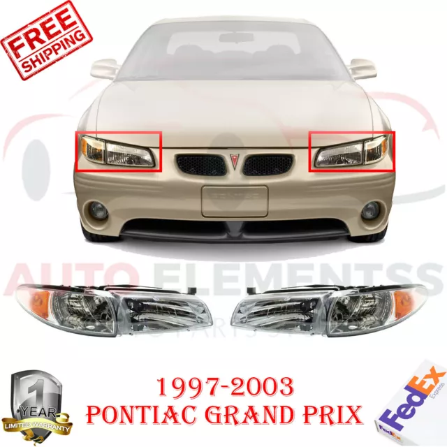Headlight Assembly Set Halogen For 1997-2003 Pontiac Grand Prix