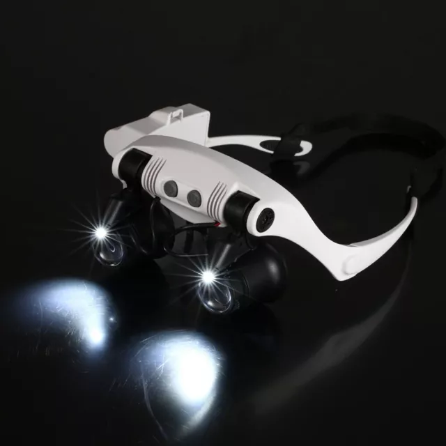 20X 10X 15X 25X LED Magnifier Double Eye Glasses Loupe Lens Jeweler Watch Repair