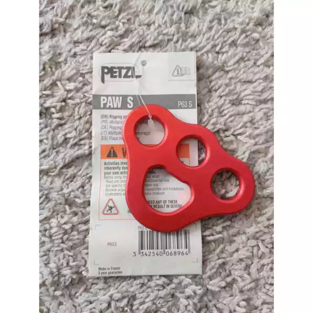 (V) NEW PETZL Paw P63 S Anchor Plate S Aluminum, 8100 Lb. Red