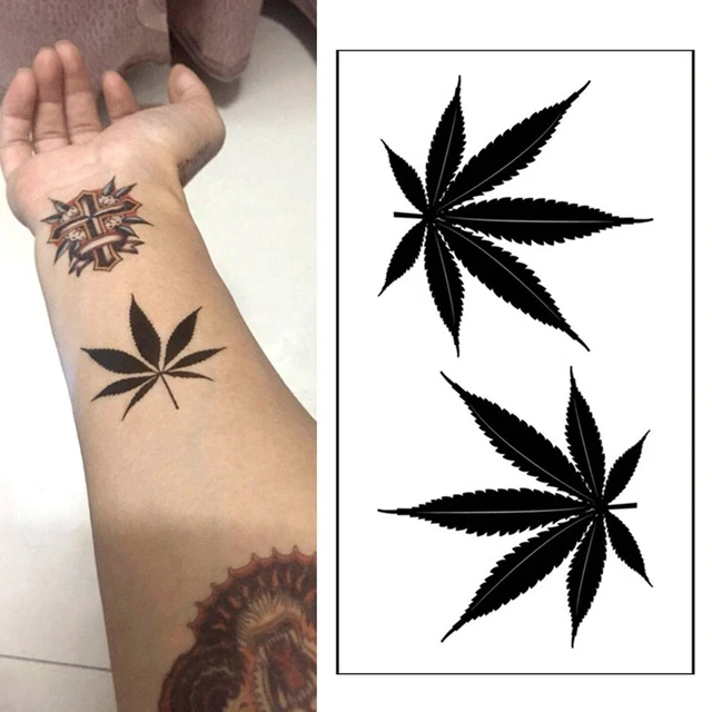 Pegatina impermeable tatuaje temporal trébol hoja de arce hombros falsos cuello Ar ZR