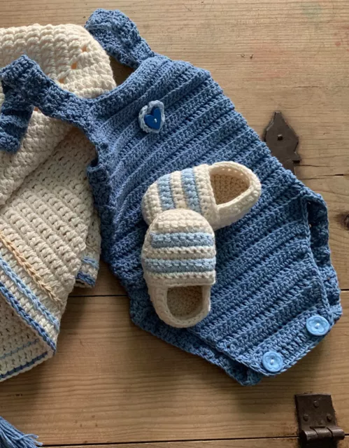 Conjunto bebe Body Crochet Ganchillo Recién Nacido Ropa Zapatos Patuco Esparteña