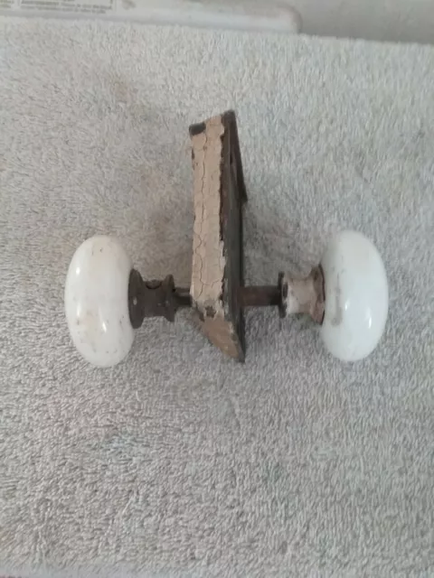 Antique Vintage White Porcelain Ceramic Door Knobs With Lock Mechanism