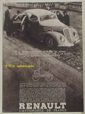 Publicite Automobile Renault Conduite Interieure 6 Places De 1935 French Ad Car
