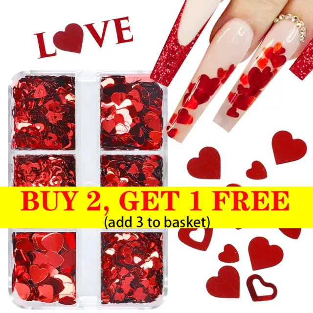 6 Grilles Mixed Love Heart Nail Art Paillettes Flocons Saint Valentin R