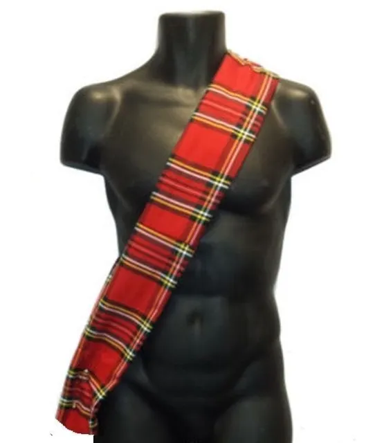 4ft Red Tartan Sash Robbie Burns Night Fancy Dress Scottish Plaid Royal Stewart