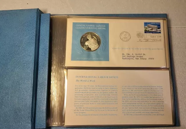 Official United Nations Commemorative Sterling Silver Medals 1974 - Set of Five. 2