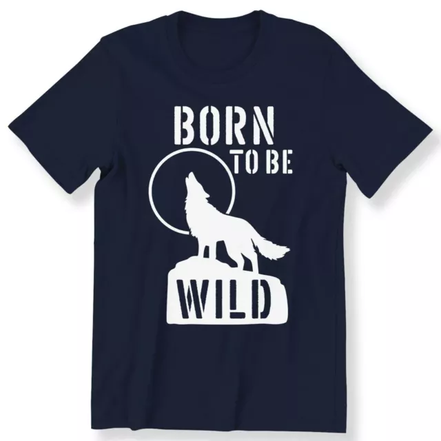 Born To Be Wild Men's Ladies T-shirt Moon Wolf Graphic Tee Wild Animal T-shirt