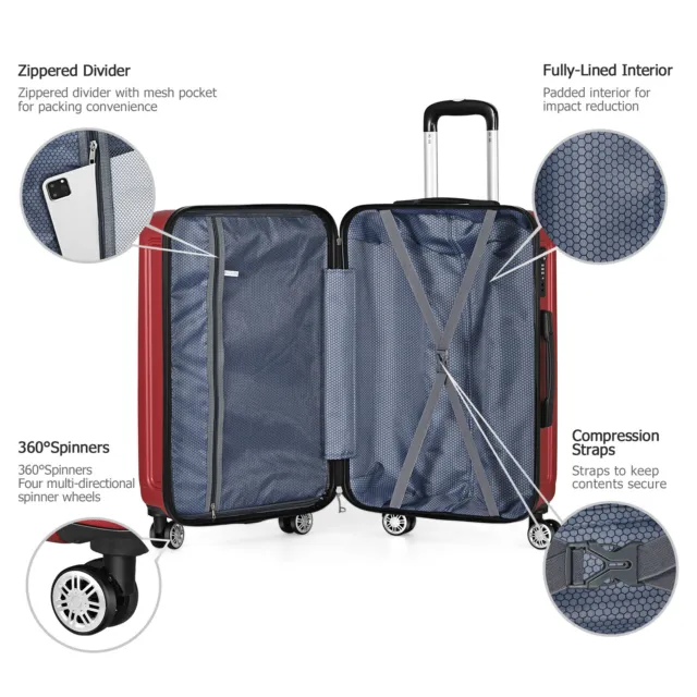 20"24"28" Luggage 3 Piece Set Suitcase Spinner Hardshell Lightweight TSA Lock 3