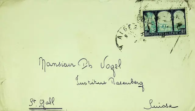 FRANCE ALGERIA 1f50 ON COVER FROM ALGER TO SWITZERLAND