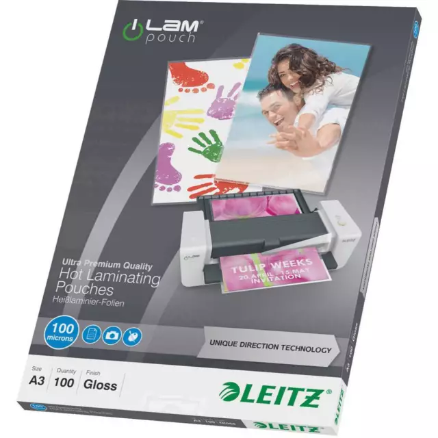 100er Multipack Leitz Laminierfolie DIN A3 100 micron glänzend 100 St.