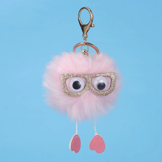 Occhiali palla per capelli pom pom soffice portachiavi portafoglio zaino portachiavi