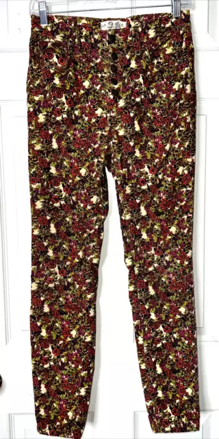 Women Sz 26 2 WE THE FREE PEOPLE Floral Corduroy Printed Pants Sun Chaser Soaked