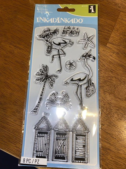 Inkadinkado Clear Stamp Set FLAMINGO FUN 8 Pieces FREE SHIPPING
