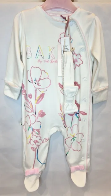 Ted Baker Baby Girl 3-6 Months Babygrow Sleepsuit Outfit with Matching Headband