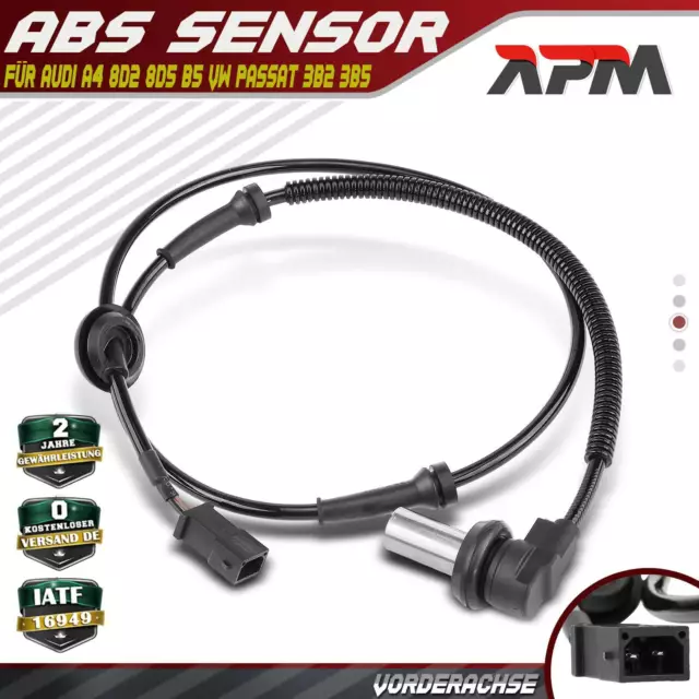 1x ABS Sensor Raddrehzahlgeber Vorne für Audi A4 8D2 8D5 B5 VW Passat 3B2 3B5