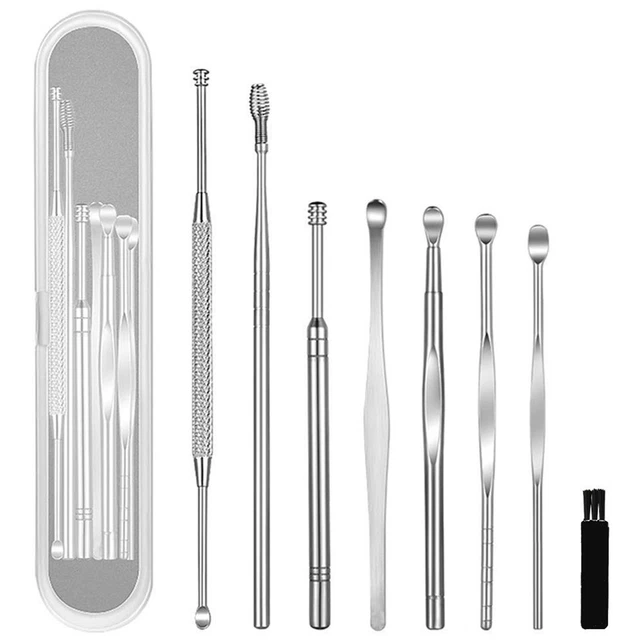 Kit de eliminación de cerumen profesional para el hogar de 8 piezas para adultos palillos de acero inoxidable