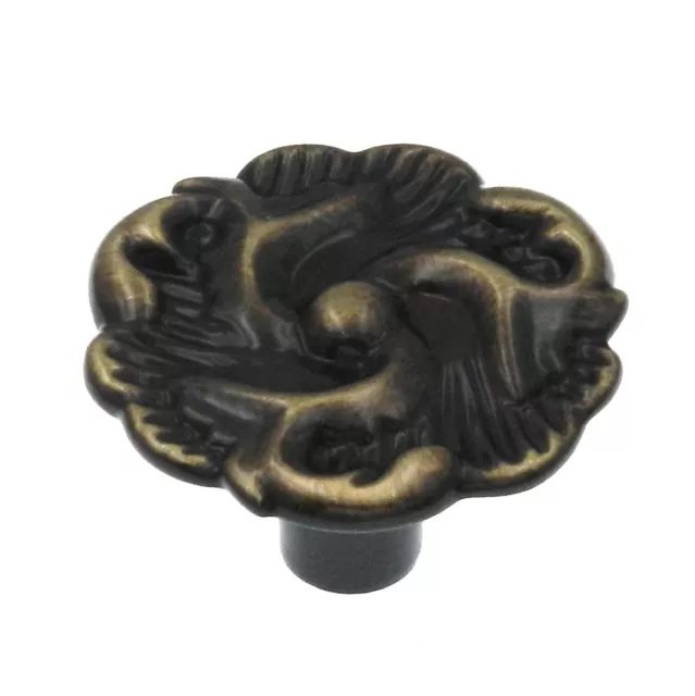 125ABS Antique Brass 1 1/4" Round Cabinet Knob Pull with Floral Design Amerock