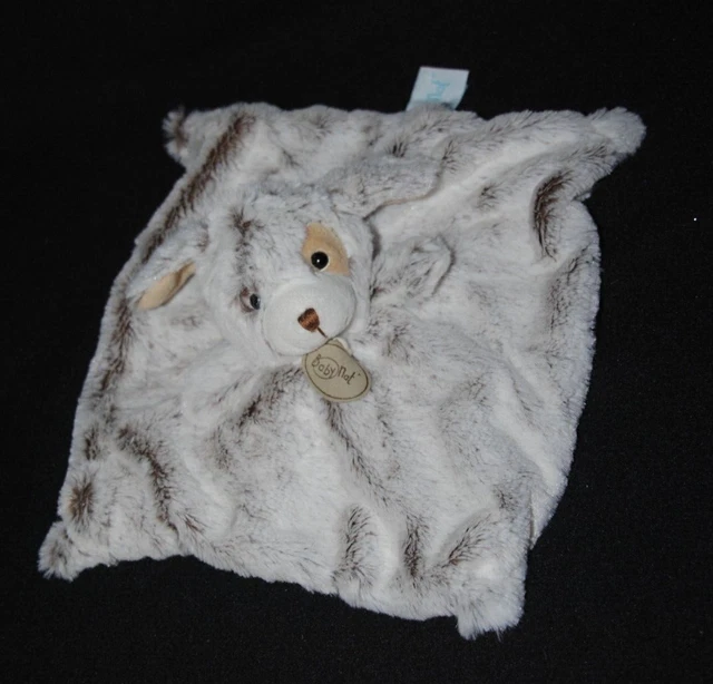 Doudou chien brun blanc chiné plat BABY NAT' les flocons yeux durs NEUF