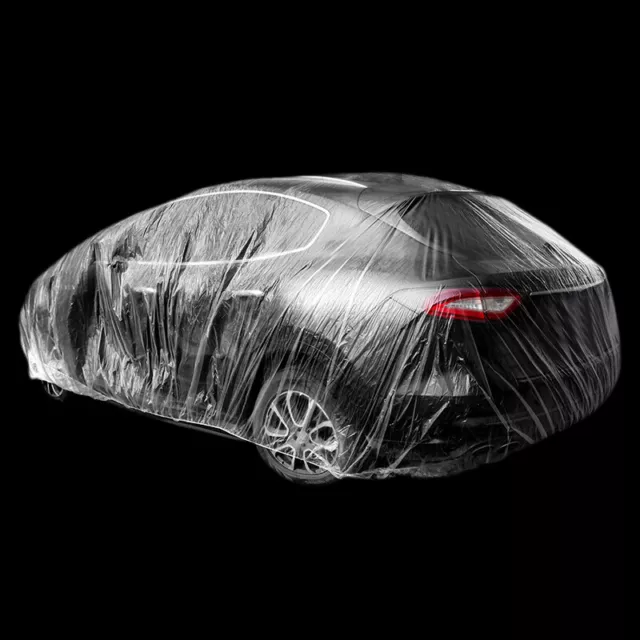 1x Clear Disposable Car Cover Temporary Universal Rain Dust Garage Get ku