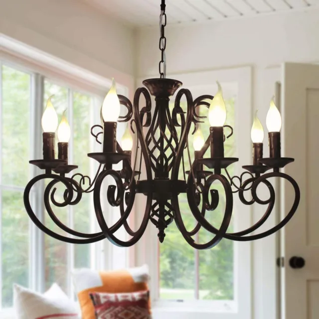 French Country Chandeliers 6/8 Lights Vintage Pendant Light For Living Room E14
