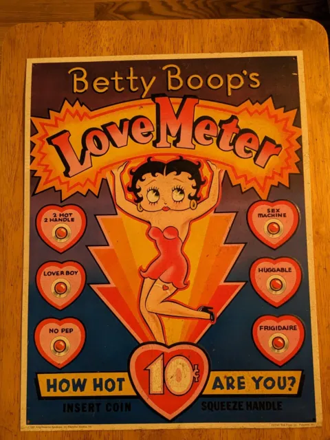 Vintage 1991  Betty Boop’s Love Meter Tin Metal Sign Kitchen Sink Press   15 "