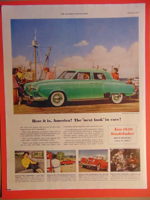 1950 STUDEBAKER The Next Look In Cars! vintage art print ad