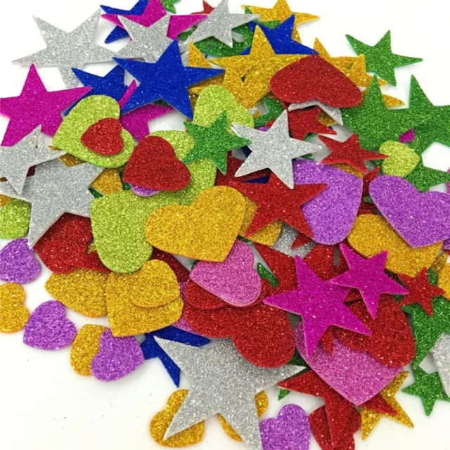 Size Color Star Heart Shapes Stickers Wedding Decoration Foam Glitter Party