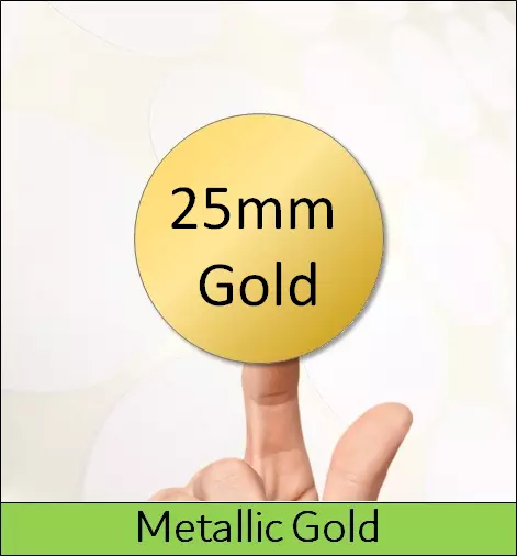 A4 Laser Metallic Gold Coloured Sheets | 25mm Round Adhesive Circle Labels