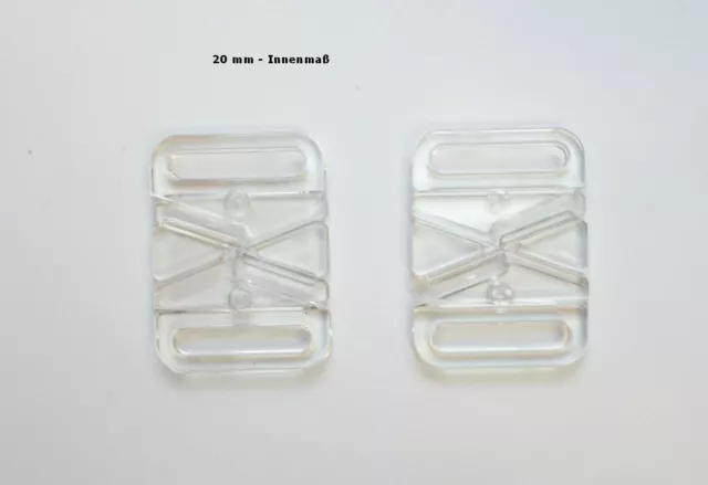 2 Bikiniverschluss 20 mm Kunststoff transparent