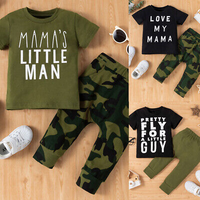 Toddler Infant Kids Baby Boy Clothes Shorts Sleeve T-shirt Tops+Pants Outfits