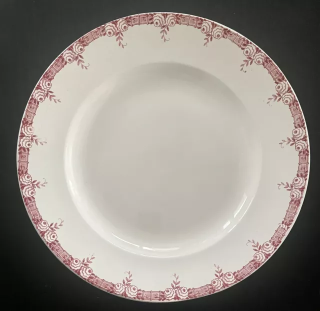 Sarreguemines & Digoin "Les Roses" Grand Plat Rond Ancien Faïence Art Deco