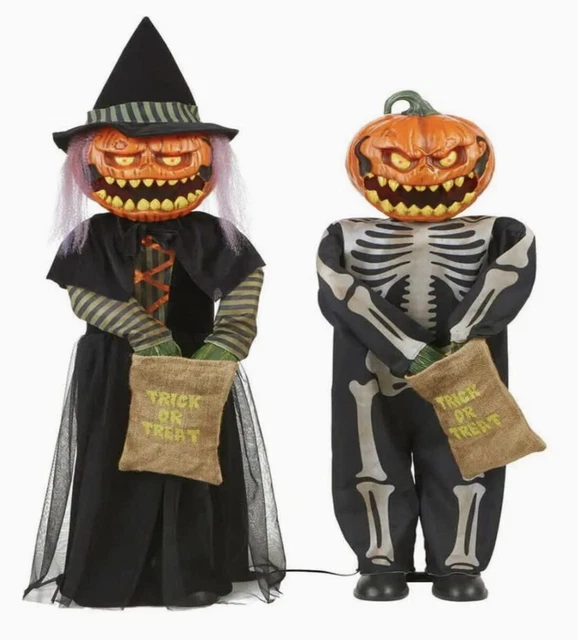 HOME ACCENTS HOLIDAY 3 ft. Grave & Bones Animated LED Pumpkin Twins