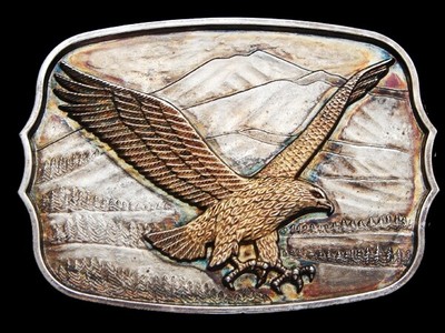 Aigle Californie Montagne Aigle Ouest Argent Main Cadeau NOS Vintage Boucle Ceinture 