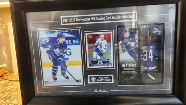 Auston Matthews Tim Hortons Limited Edition Stick And Card Combo Framed Photo