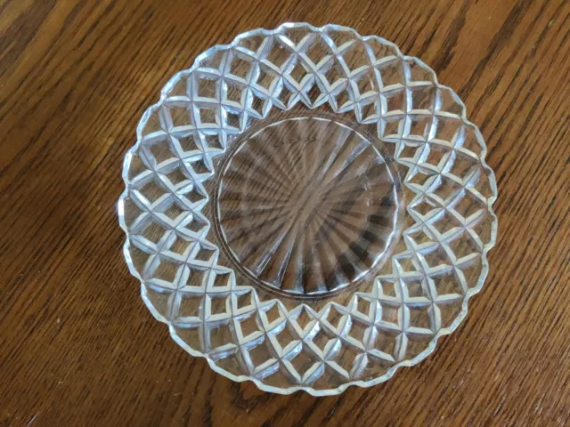 Anchor Hocking Waterford/Waffle Style Clear Glass Bread Plates (4)