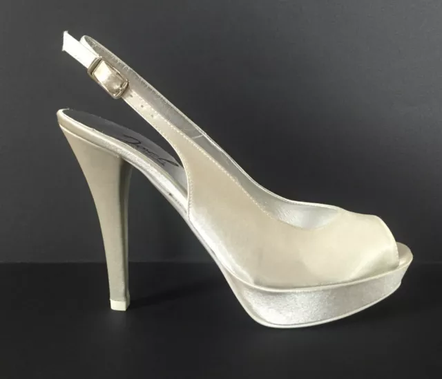 JOEL Scarpe Sposa sandali donna in raso Avorio con tacco alto e plateau