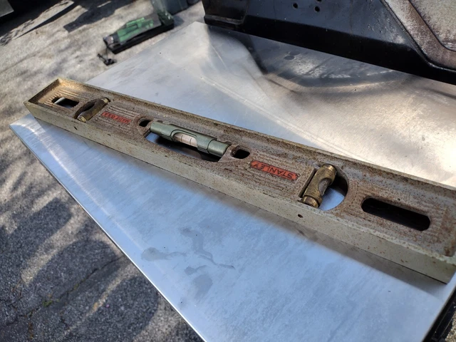 Vintage Stanley 18" Nickel Plated Cast Iron Level - No. 36G - with surface wear