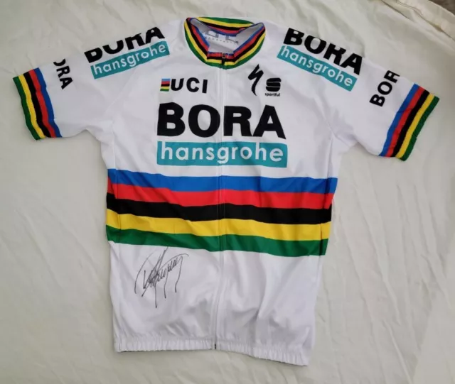 Peter Sagan signed 2018 World Champion Bora-Hansgrohe cycling jersey *PROOF*