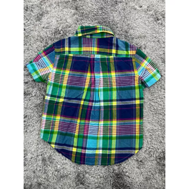 Polo Ralph Lauren Shirt Boys 2T Toddler Green Madras Plaid Preppy Button Down 2