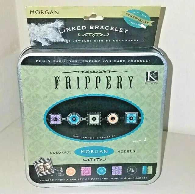 DIY Jewelry Making Kit Silver Metal Link Bracelet Blank Findings Stickers In Tin