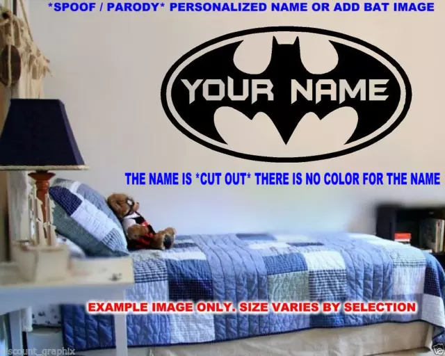 Spoof Batman Personalized Decal Name Parody - Funny Super Hero Wall Sticker Kids